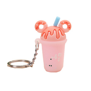 可爱波霸奶茶杯钥匙扣 PVC 卡通耐用登山扣钥匙圈配件 - Product Image 2