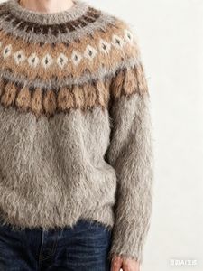 Мужской зимний свитер с узором «Остров» на заказ, дышащий пушистый Жаккардовый трикотажный свитер из смеси шерсти альпаки - Product Image 2