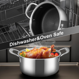 Lot de 8 ustensiles de cuisson durables antiadhésifs en acier inoxydable 18/10 à 3 couches, avec revêtement alvéolé, compatibles four et lave-vaisselle (casseroles et poêles) - Product Image 5