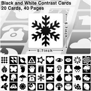 Tarjetas de alto contraste para bebés, tarjetas en blanco y negro para bebés, juguetes de alto contraste para recién nacidos, estimulación visual - Product Image 5