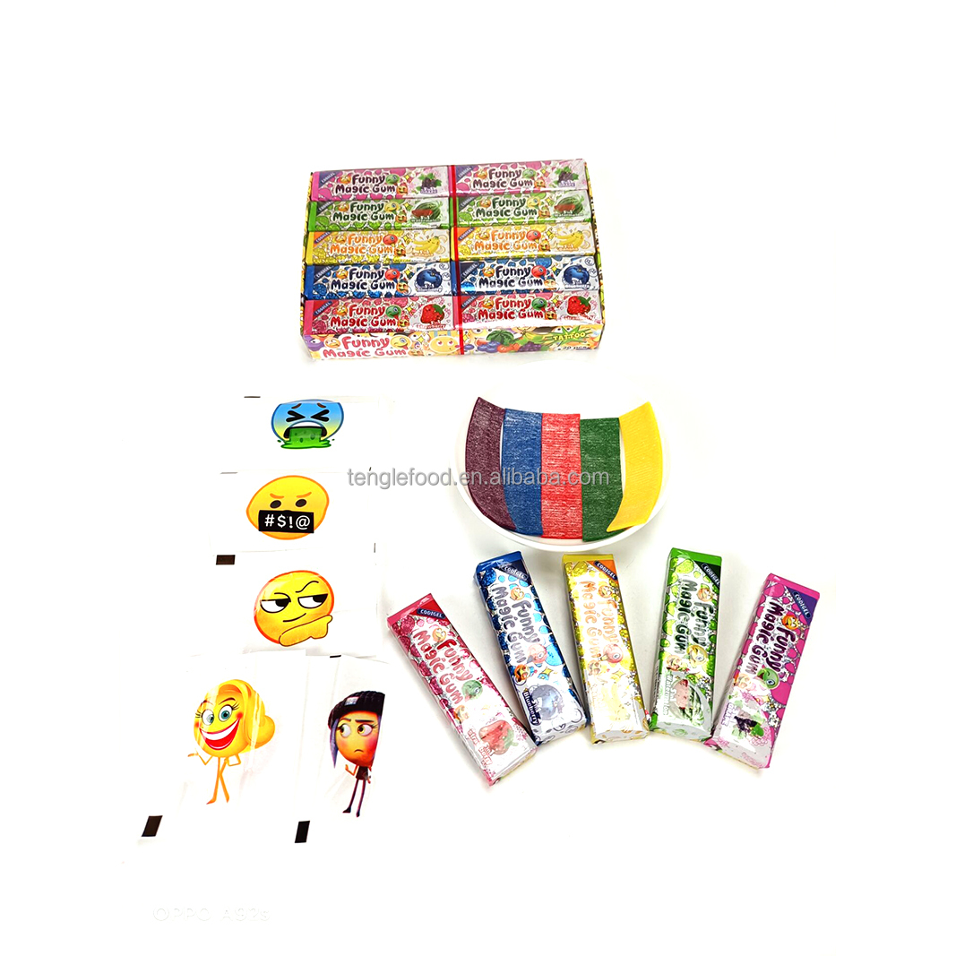 5 шт./упаковка, разноцветная жевательная резинка с татуировкой