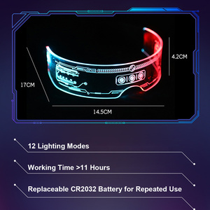 Lunettes LED multicolores <span class=keywords><strong>7</strong></span> couleurs, visière lumineuse pour concerts, clubs et raves avec mode respiration - Product Image 2