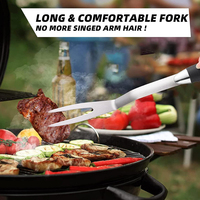 Accessoires de barbecue multifonctions de qualité supérieure, ensemble de 3 outils en acier inoxydable avec manche long pour cuisine extérieure, barbecue au charbon de bois