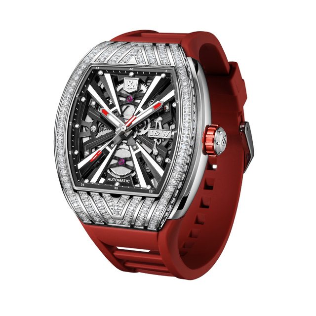 IW Brand Luxury Men's Automatic Mechanical Watch Waterproof High Quality Rubber Belt Luminous Power Reserve Genuine Rectangle