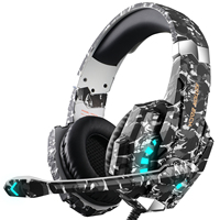 Headset Gaming Kamuflase Factory G9000 Pro Over-Ear Berkabel Lampu RGB Suara Stereo IPX-5 Tahan Air Cetakan Khusus PS5 Travel