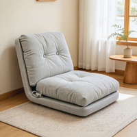 Chaise de sol pliante en velours côtelé gris avec coussin boutonné capitonné, idéale pour le gaming, le coin lecture, couleur et taille personnalisables – Offre Spéciale