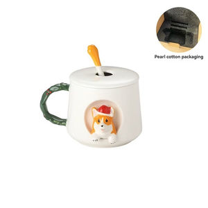 Cute 3-D Ceramic <b>Dog</b> Mug with Lid and Spoon Perfect Gift for Coffee and Tea Cups & Saucers - Product Image 5