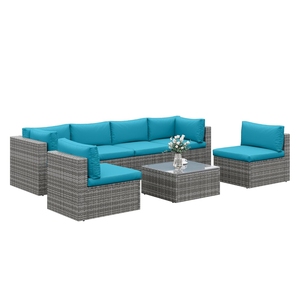Modular Wicker Patio Furniture Set with Cushions and Coffee <b>Table</b> Outdoor Furniture Weather Resistant Contemporary Design - Product Image 1