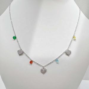 Precio de fábrica: Collar de plata de ley 925 con cuentas de colores, diseño de ojo, delicado, a la moda, para chica, vintage, de lujo, con borlas de circonita. - Product Image 4