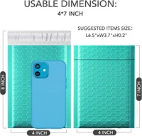 GSSSUSA Enveloppes matelassées à bulles 4x8 pouces, lot de 50, auto-adhésives, taille utilisable 4x7 pouces, pour envoi de bijoux et petites entreprises, couleur Teal