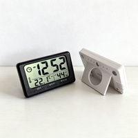 Termometer Higrometer Digital Plastik Ultra-tipis Mini Sederhana dengan Magnet, Alarm, dan Pengukur Suhu Kelembaban Elektronik untuk Meja dan Rumah