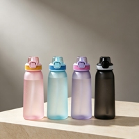 Bouteille d'eau étanche en Tritan+PP avec options de parfum, paille intégrée, pour camping, randonnée, usage extérieur, compatible lave-vaisselle, pour adultes