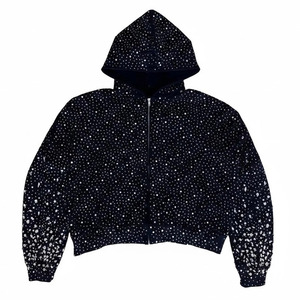 Sweat-shirt à capuche zippé respirant et écologique pour homme, style décontracté hiver, avec strass et poches, coupe classique - Product Image 1