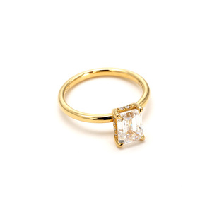 Bague de fiançailles <span class=keywords><strong>solitaire</strong></span> pour femme en or blanc 18 carats avec <span class=keywords><strong>diamant</strong></span> de laboratoire certifié taille émeraude couleur D par River Time - Product Image 6