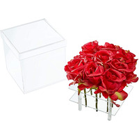 Support de présentation de roses en acrylique SHP à 9 trous, vitrine carrée transparente pour fleurs, décoration de table de mariage, cadeau, centre de table pour fête