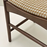 Chaise de salle à manger en bois massif noyer de style Mid-Century, rembourrée en lin tissé, sans accoudoirs, rétro vintage, pour la maison, le restaurant, la détente, chaise d'appoint