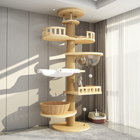 Rak Panjat Kucing Modern Klasik dari Kayu Solid Skala Besar dan Produk Bergaya Menara, Dikemas dalam Karton untuk Kustomisasi Grosir
