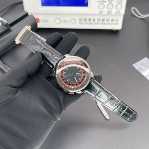 Reloj Jacob de Cuarzo con Disco Giratorio Negro y Oro Rosa de 44 mm para Hombre, Deportivo y Elegante, con Correa de Cuero Vacuno, Caja Redonda, Ancho de Correa de 22 mm - Product Image 2