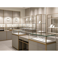 Vente en gros nouveau design d'armoire de magasin de bijoux en verre serrures électroniques personnalisées couleurs LED Logos affichage de bijoux de mode