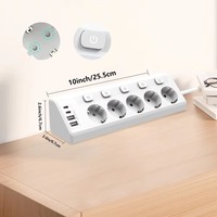 Multiprise d'angle de bureau standard européenne 9-en-1 avec 2 ports USB-A ; 2 ports USB-C ; 5 prises secteur 220V-240V