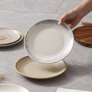 Restaurant Tableware Round <b>Ceramic</b> Steak Sushi Charger <b>Plates</b> Japanese Style Porcelain Shallow <b>Plate</b> Snack Dessert Serving <b>Plate</b> - Product Image 3