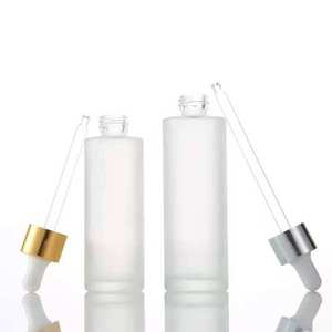 Custom 20ml 30ml 40ml 50ml 60ml 80ml 100ml 120ml Round Cylinder Frosted Clear Glass Oil <b>Dropper</b> <b>Bottle</b> Gold <b>Dropper</b> <b>Bottles</b> Box - Product Image 2