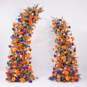 Corne de mariage porte arc <span class=keywords><strong>cadre</strong></span> décor Orange violet série fleur rangée Arrangement événement fête fenêtre affichage accessoires A8613 - Product Image 2