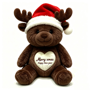 Reno navideño de peluche personalizado, reno de peluche con gorro de Papá Noel, alce de peluche navideño - Product Image 6