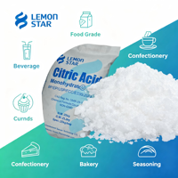 Acide citrique monohydraté de qualité alimentaire LEMON STAR économique E330 certifié Halal/Kosher, synergiste aromatique pour confiture gélifiée à faible teneur en alcool