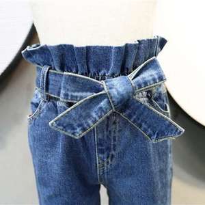Pantalones para Niñas, Pantalones Vaqueros de Moda con Lazo y Cintura Alta, Ropa Infantil Otoño 2019, Pantalones de Mezclilla para Bebés - Product Image 5