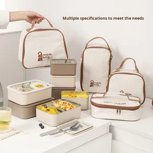 Set Bento Box in Acciaio Inox con Coperchio, Riscaldabile in <span class=keywords><strong>Microonde</strong></span>, <span class=keywords><strong>Contenitori</strong></span> per Alimenti per Bambini con Borsa Termica - Product Image 2