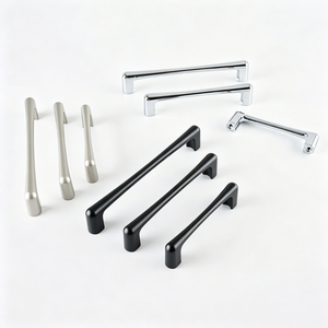 Round End Zinc Alloy Cabinet Pull Handles <strong>Black</strong> Chrome Drawer Furniture Hardware for Kitchen Wardrobe Cupboard <strong>Door</strong> - Product Image 1