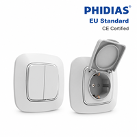 Enchufe de Pared con Conexión a Tierra Tipo E Francés de 16A, Borde/Anillo Plateado de 90*90mm, Estándar Europeo, Protección Infantil, Latón de 0.6mm, Certificado CE ISO