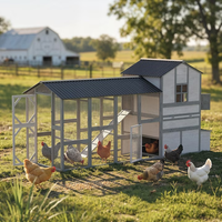 Poulailler en bois extra large pour l'extérieur, avec enclos spacieux et nichoir, pour 8 à 10 poules