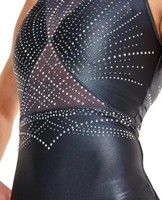 Justaucorps de gymnastique sans manches pour filles, Mystique haut de gamme avec strass scintillants pour l'entraînement et la performance