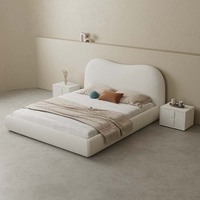 Meubles de maison modernes, lit en tissu taille Queen pour chambre à coucher, style nordique simple et luxueux, lit king-size en bois massif blanc pour hôtel