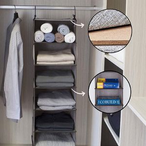High Quality Foldable Closet Organizer Rack Hanging <b>Hook</b> Multipurpose Storage Bags Basket Wall Decor for Wardrobe Storage - Product Image 5