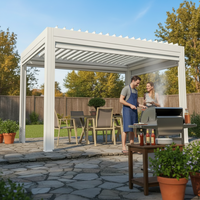 Pergola motorisée à lames orientables, étanche, résistante au vent et au feu, avec commande à distance, construction en alliage d'aluminium pour