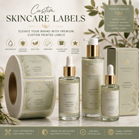 Étiquettes personnalisées pour soins de la peau, autocollants imperméables en rouleau avec dorure à chaud pour flacons cosmétiques, emballage de sérum sous marque privée, autocollant OEM ODM