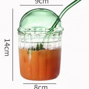 <span class=keywords><strong>Gobelet</strong></span> en verre de 450 ml avec couvercle et paille, tasse à café en verre transparent résistant à la chaleur - Product Image 6