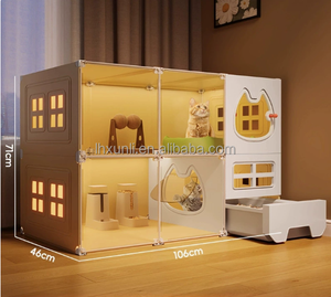 PP Malzemeden Monte Edilmiş Kedi Dolabı Villa Ev Tipi Kapalı Kedi Yuvası Kafesi Serbest Alanlı Tuvalet Entegre Tek Oda Tek Yaşam Alanı - Product Image 1