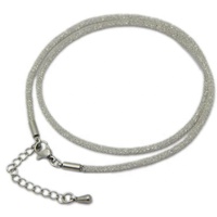 Luwu — collier en maille filigrane, en acier inoxydable, avec cristal scintillant, à l'intérieur de la pierre, pour le Design