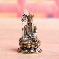 1 pièce Figurine décorative de bureau en laiton et cuivre, style rétro, représentant le Bodhisattva Tang Sanzang Di Zang Wang, objet d'art vieilli