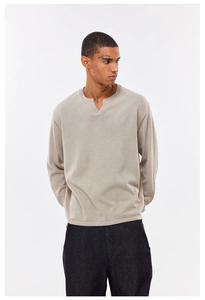 <span class=keywords><strong>T</strong></span>-<span class=keywords><strong>shirt</strong></span> da <span class=keywords><strong>uomo</strong></span> a maniche lunghe con <span class=keywords><strong>scollo</strong></span> a <span class=keywords><strong>V</strong></span>, personalizzabile, nuovo arrivo, 280 g/m², 68% poliestere, 26% nylon, 6% lana, modello basic neutro. - Product Image 5