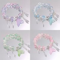 Bracelet unisexe en verre soufflé artisanal, motif queue de poisson, orné de perles colorées et de cristaux étincelants, doux, polyvalent, éthéré, cadeau idéal pour meilleure amie