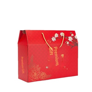 Caja de Regalo Roja de Lujo para Año Nuevo: Empaque Personalizado con Asa Tejida para Frutos Secos y Frutas Deshidratadas Premium - Product Image 1