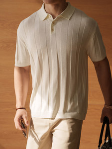Chemises polo en tricot léger pour hommes, respirantes, décontractées, style streetwear, personnalisables avec logo, t-shirt polo pour hommes - Product Image 2