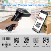 Lecteur de codes-barres 2D sans fil BT, prise en charge du stockage hors ligne, lecteur de codes QR CMOS avec écran LCD et batterie 2600mAh