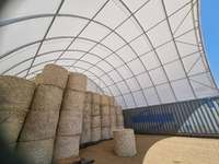 Abri de conteneur robuste à structure simple en treillis, structure en tissu, imperméable, pour stockage industriel, tente d'atelier, auvent pour conteneur de 40 pieds