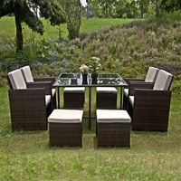 Platzsparendes Modernes Komfortables Rattan-Würfel Esstisch-Stuhl-Set mit Gartenmöbeln für Apartments und Hotels